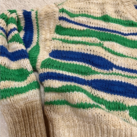 Aerie Green and Blue Crew Neck Sweater with Wavy Stripes - Picture 4 of 6